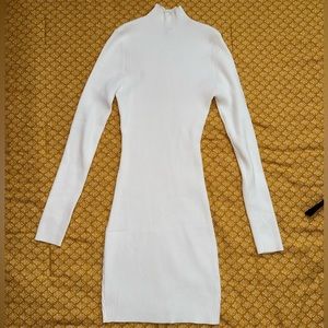 Missguided White Long Sleeve Sweater Dress